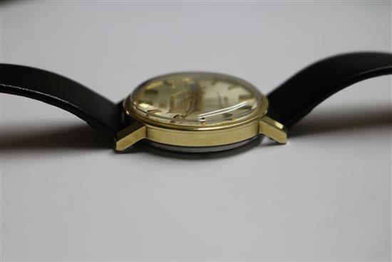 A gentlemans 1960s? steel and gold plated Omega Constellation automatic wrist watch.